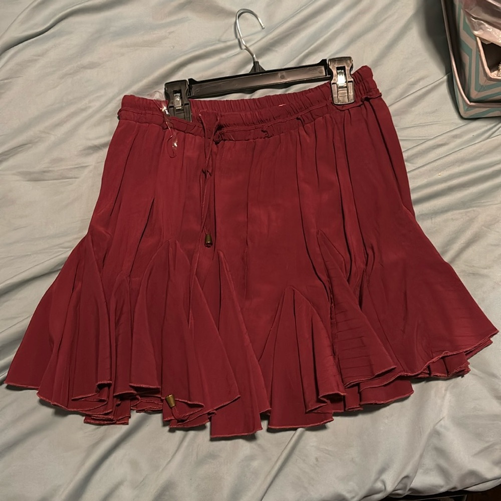 Red ruffle skirt